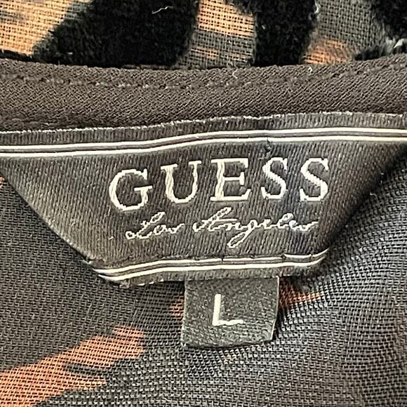 Guess Black Velvet Burnout Top Sz L Leopard Whimsigoth Fairy Grunge Romantic - Picture 8 of 10